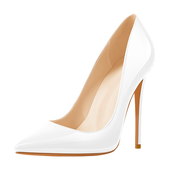 8cm 10cm 12cm Patent White Pointed Toe High Heel Pumps (3)